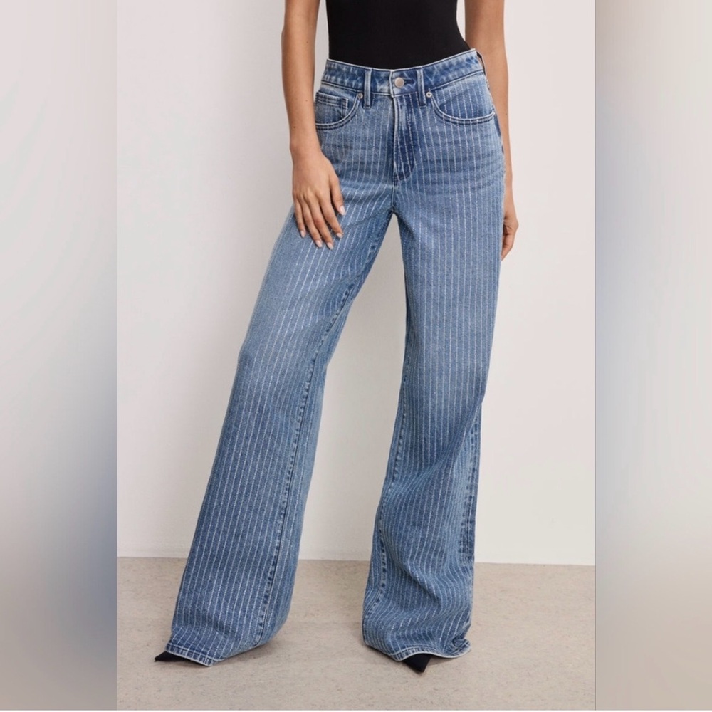 Good american GOOD EASE‎ RELAXED DIAMOND JEANS size 2/26 34” inseam